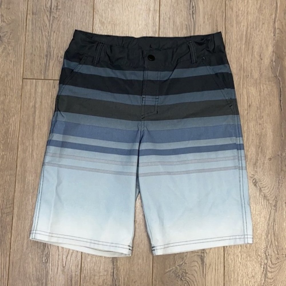 Art Class Boys Gray Ombre Striped Board Shorts